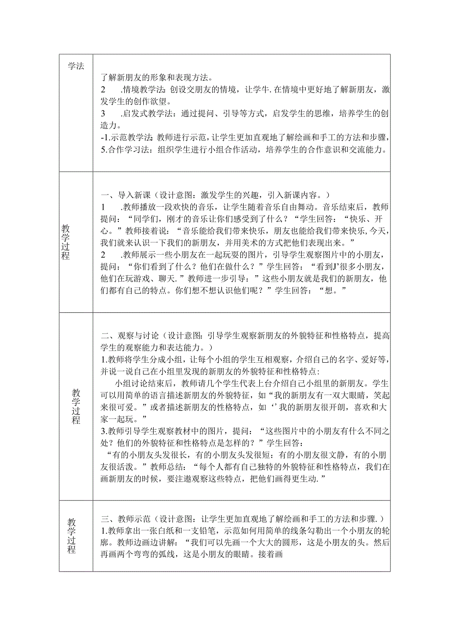 《2 我的新朋友》教学设计2024-2025学年小学美术一年级上册人美版（2024）.docx_第2页