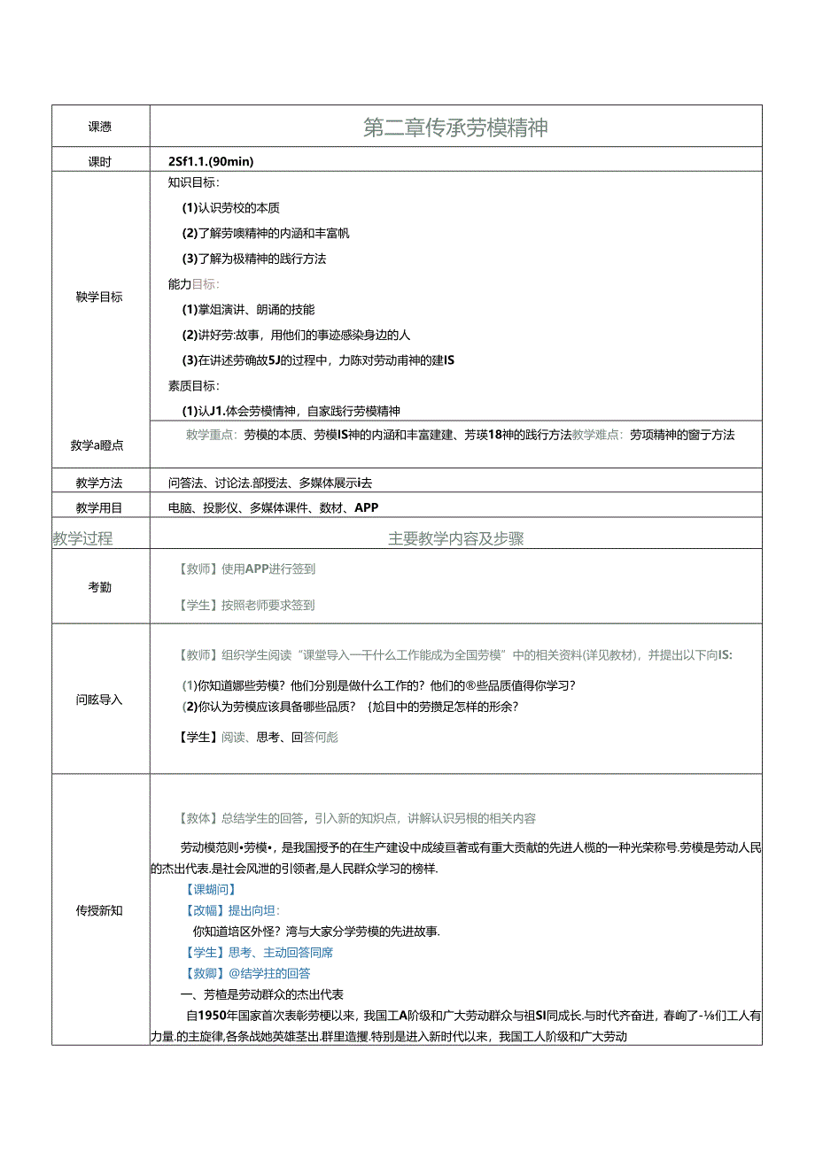 《大学生劳动教育》教案 第二章 传承劳模精神.docx_第1页