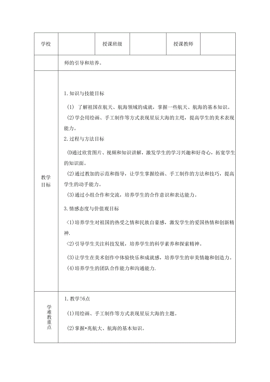 人教版（2024）小学美术一年级上册《星辰大海》教学设计.docx_第3页