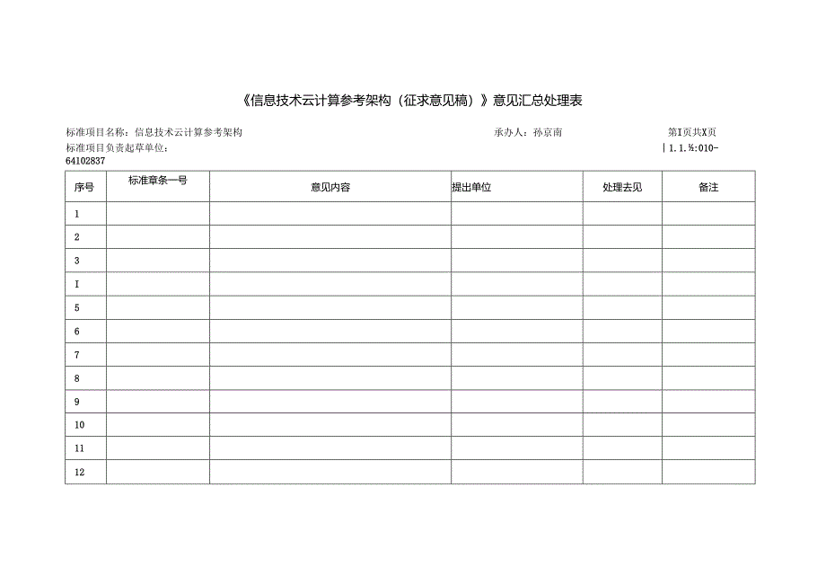 《信息技术 云计算 参考架构（征求意见稿）》意见汇总处理表.docx_第1页