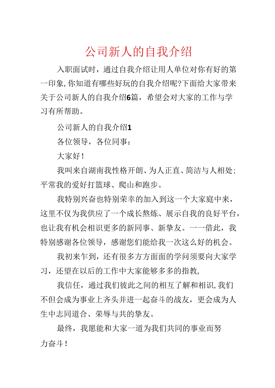 公司新人的自我介绍.docx_第1页