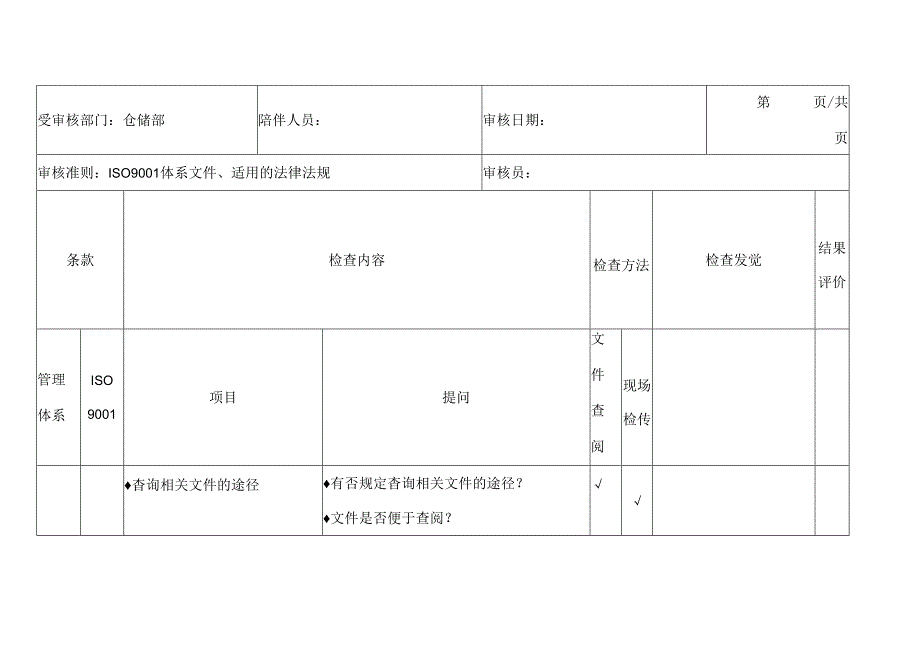 仓储部内审检查表.docx_第2页