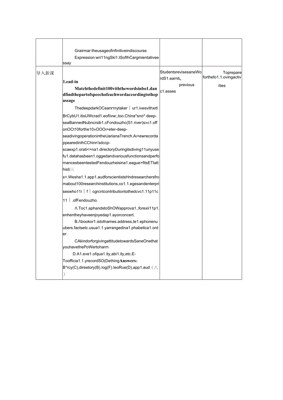 人教版（2019）选择性必修第四册Unit 3 Sea Exploration Assessing Your Progress 教学设计（表格式）.docx_第2页