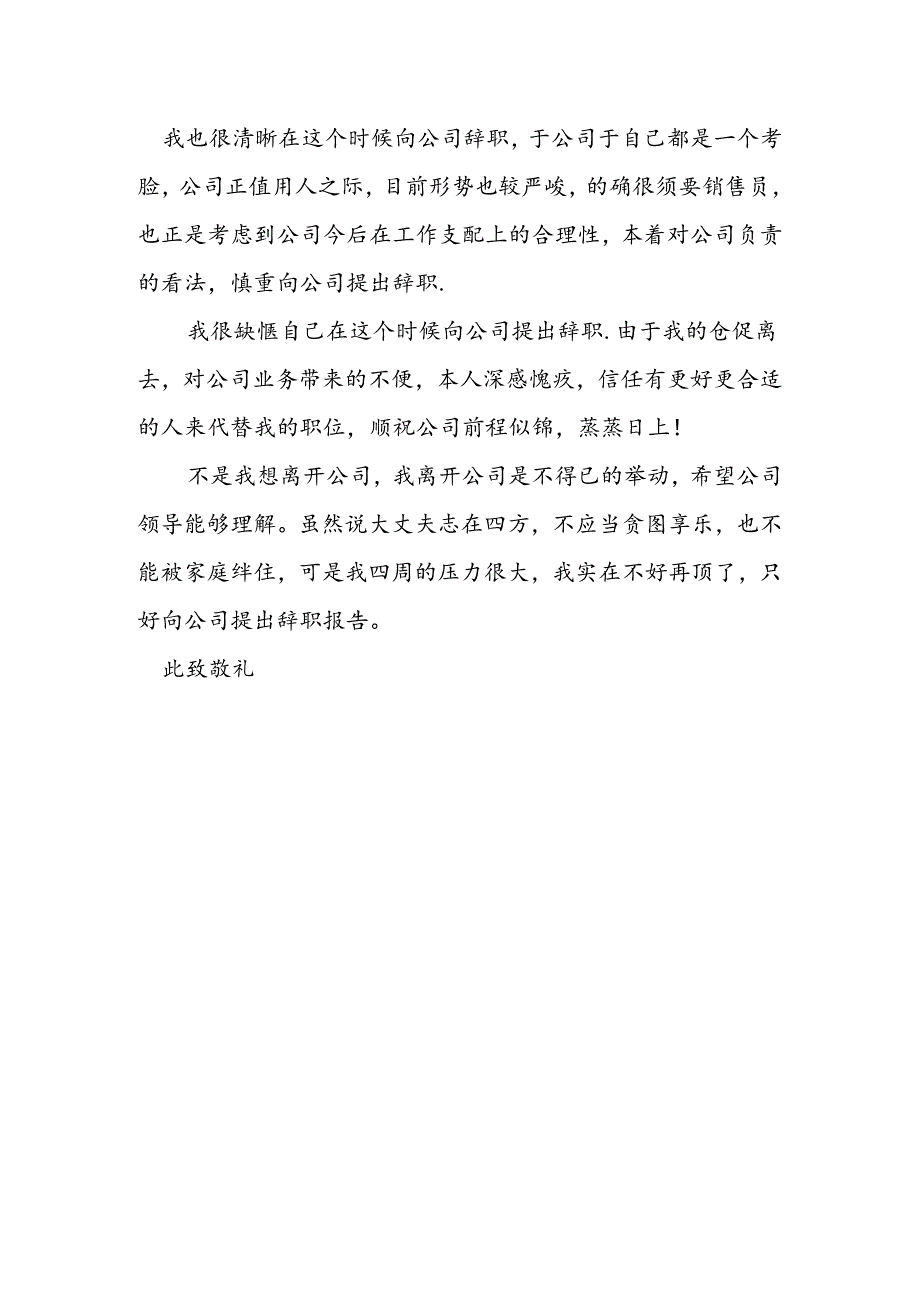 公司新销售职员的辞职报告.docx_第2页