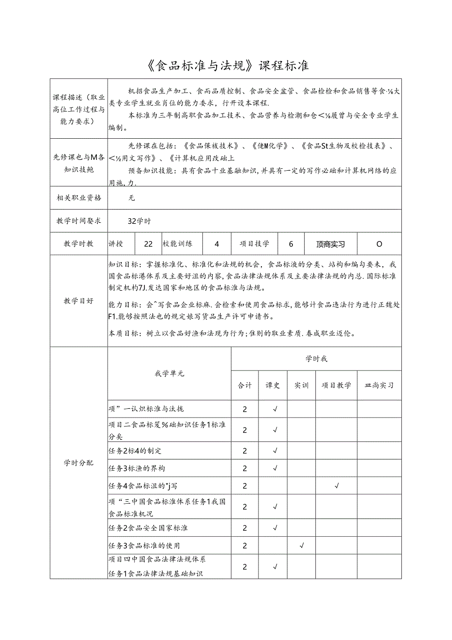 《食品标准与法规》课程标准.docx_第1页