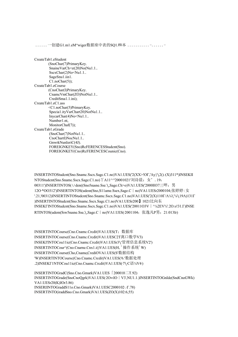 《数据库原理》课件创建GradeManager数据库中表的SQL脚本.docx_第1页