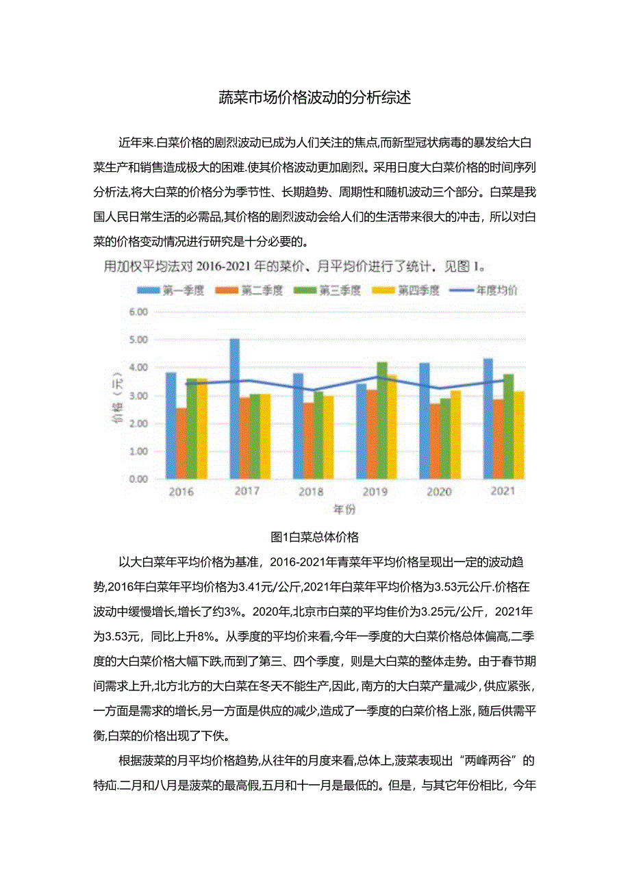 【《蔬菜市场价格波动的分析综述》1100字】.docx_第1页