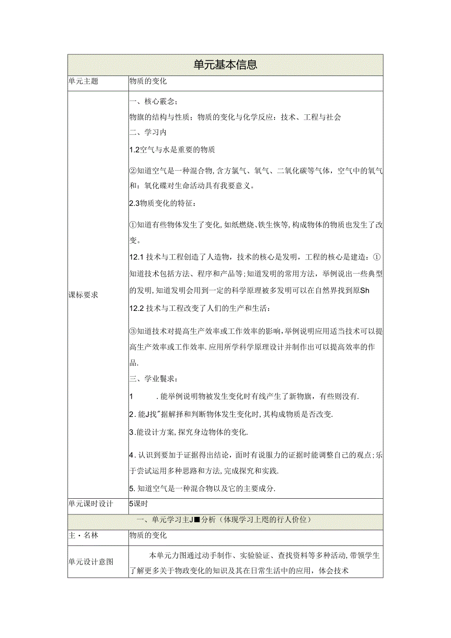 【大单元整体教学】第一单元《物体的变化》单元整体设计 苏教版科学六年级上册.docx_第1页