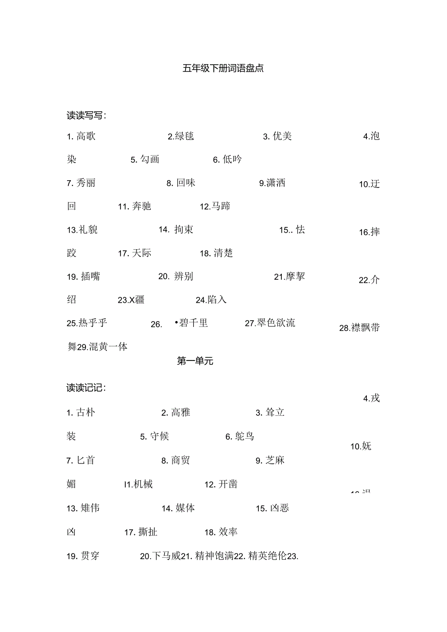 人教版小学五年级下册词语盘点.docx_第1页