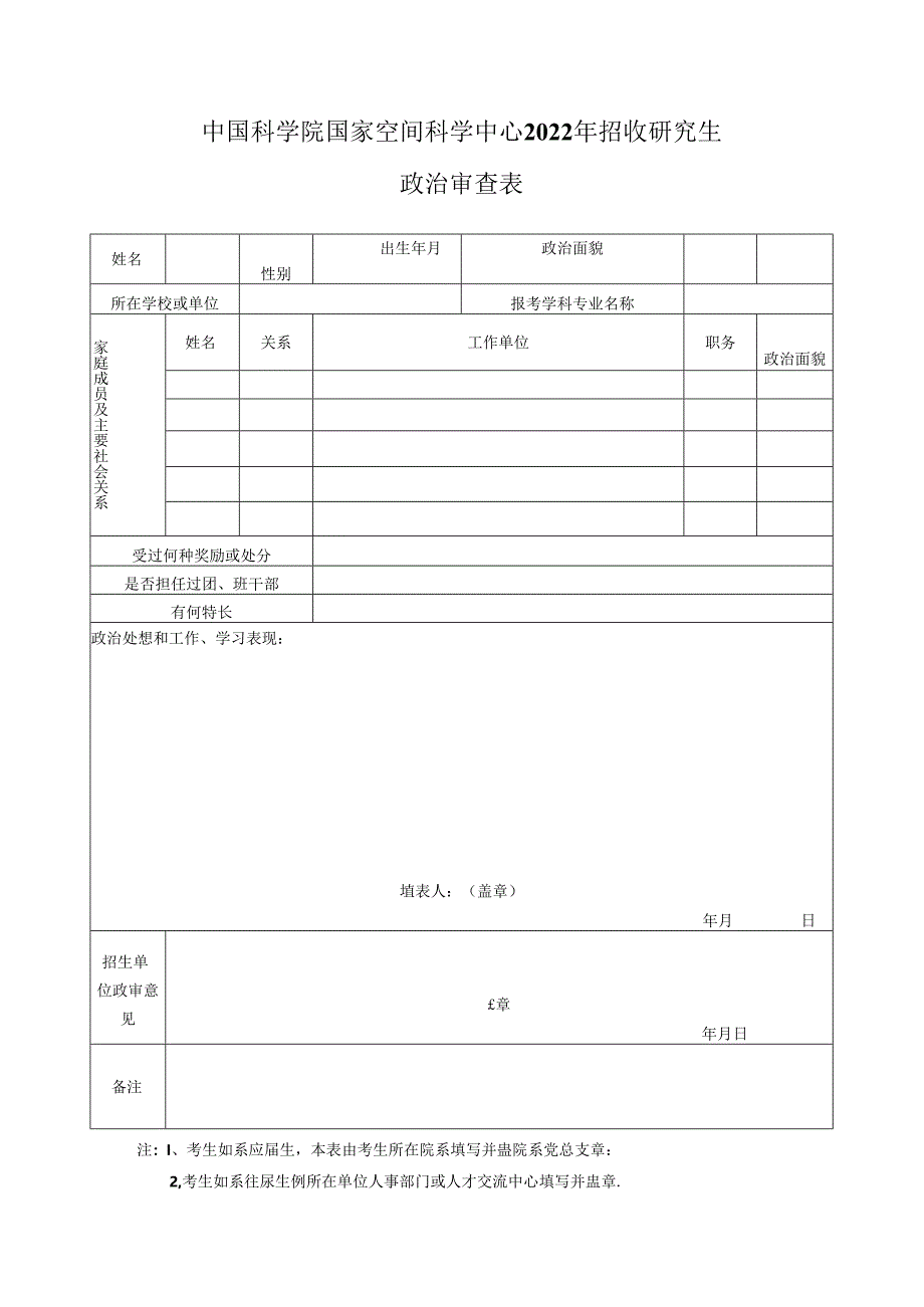 中国科学院电子学研究所报考研究生政审表.docx_第1页