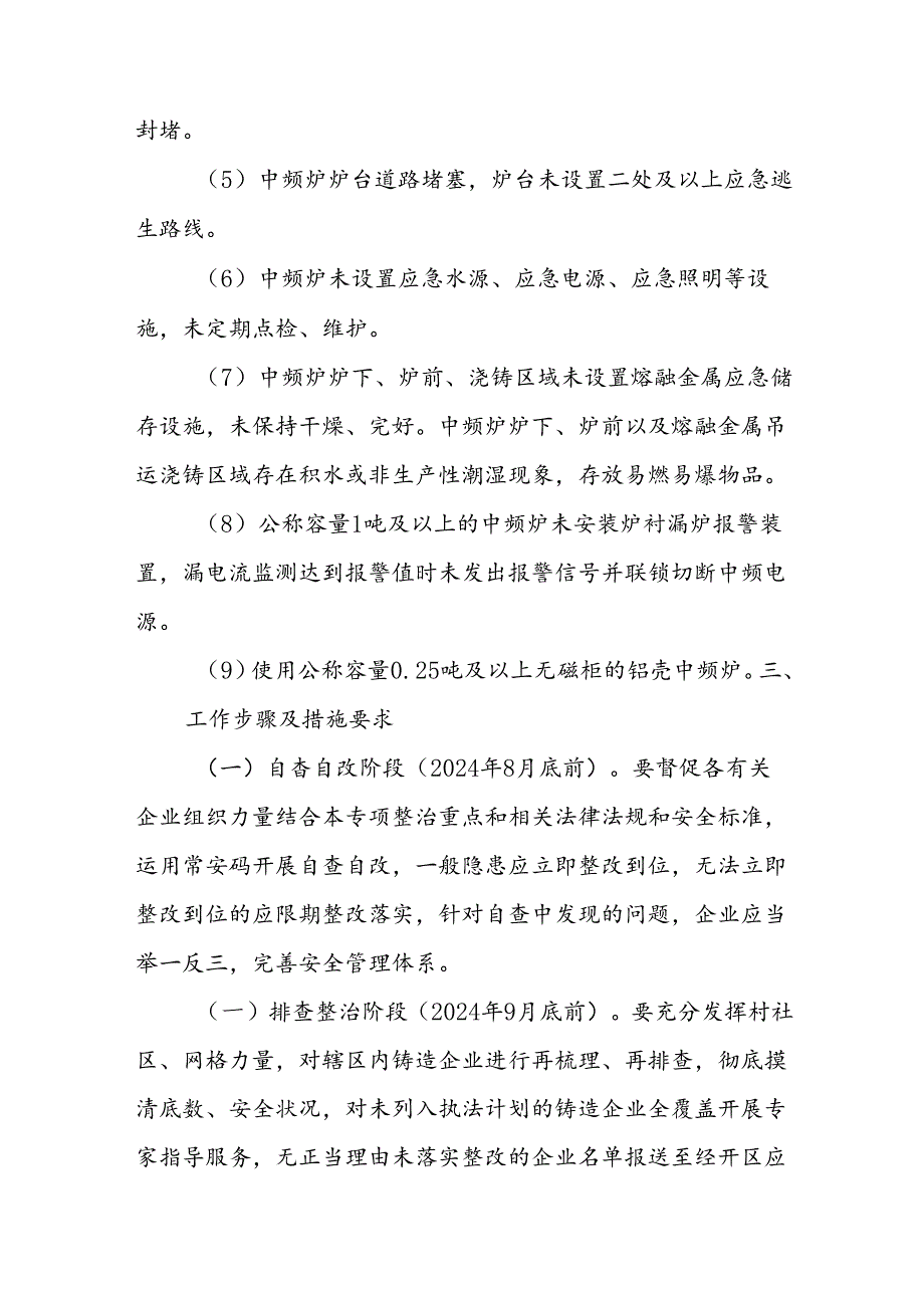 XX经开区铸造企业安全生产专项整治工作方案.docx_第3页