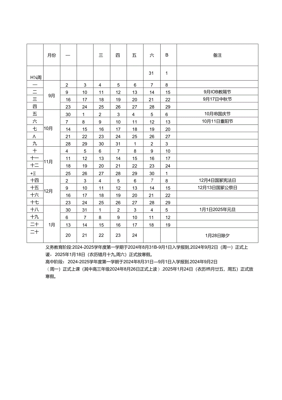 芜湖市中小学2024—2025学年教学周次表.docx_第2页