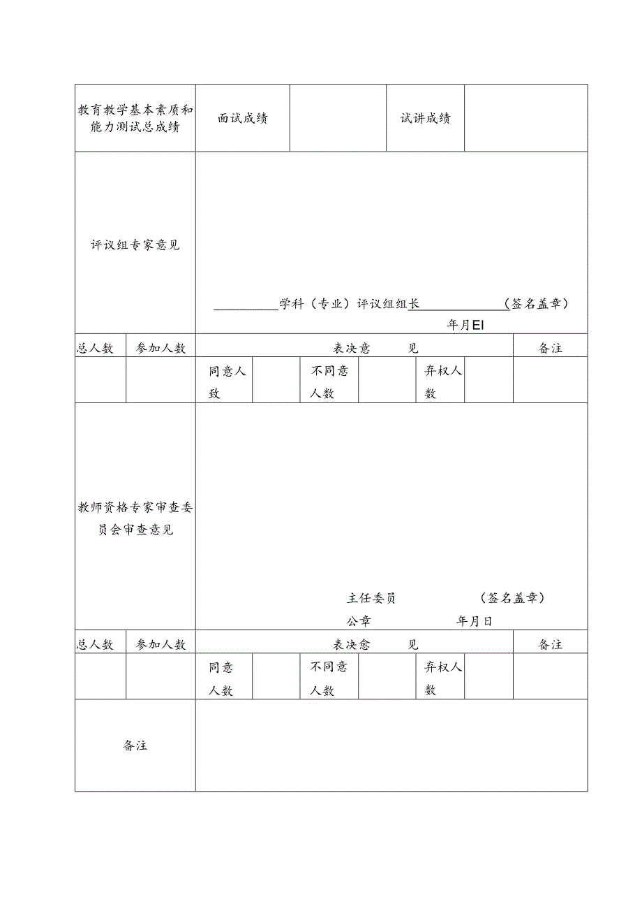 申请认定教师资格人员教育教学基本素质和能力审查表.docx_第2页