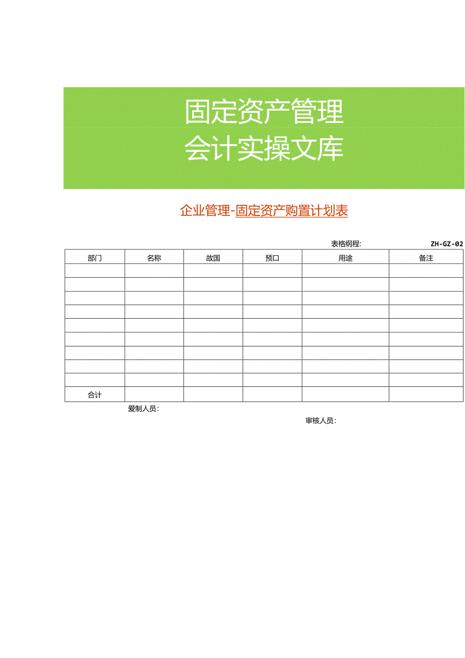 企业管理-固定资产购置计划表.docx_第1页