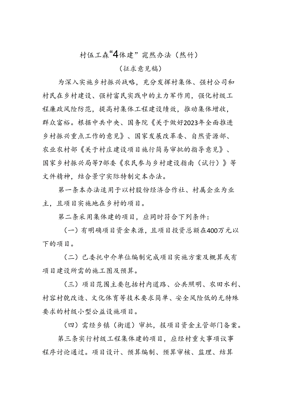 村级工程“集体建”实施办法（试行）（征求意见稿）.docx_第1页