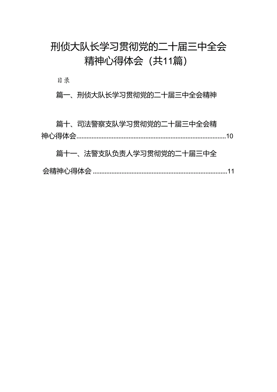 （11篇）刑侦大队长学习贯彻党的二十届三中全会精神心得体会范文.docx_第1页