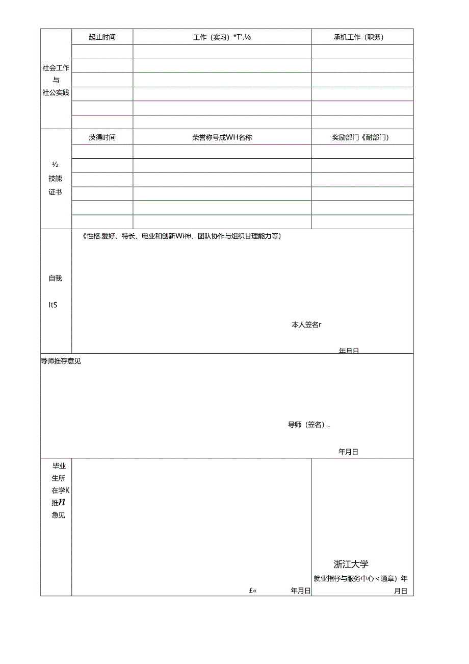 浙江大学2006届毕业研究生就业推荐表.docx_第2页