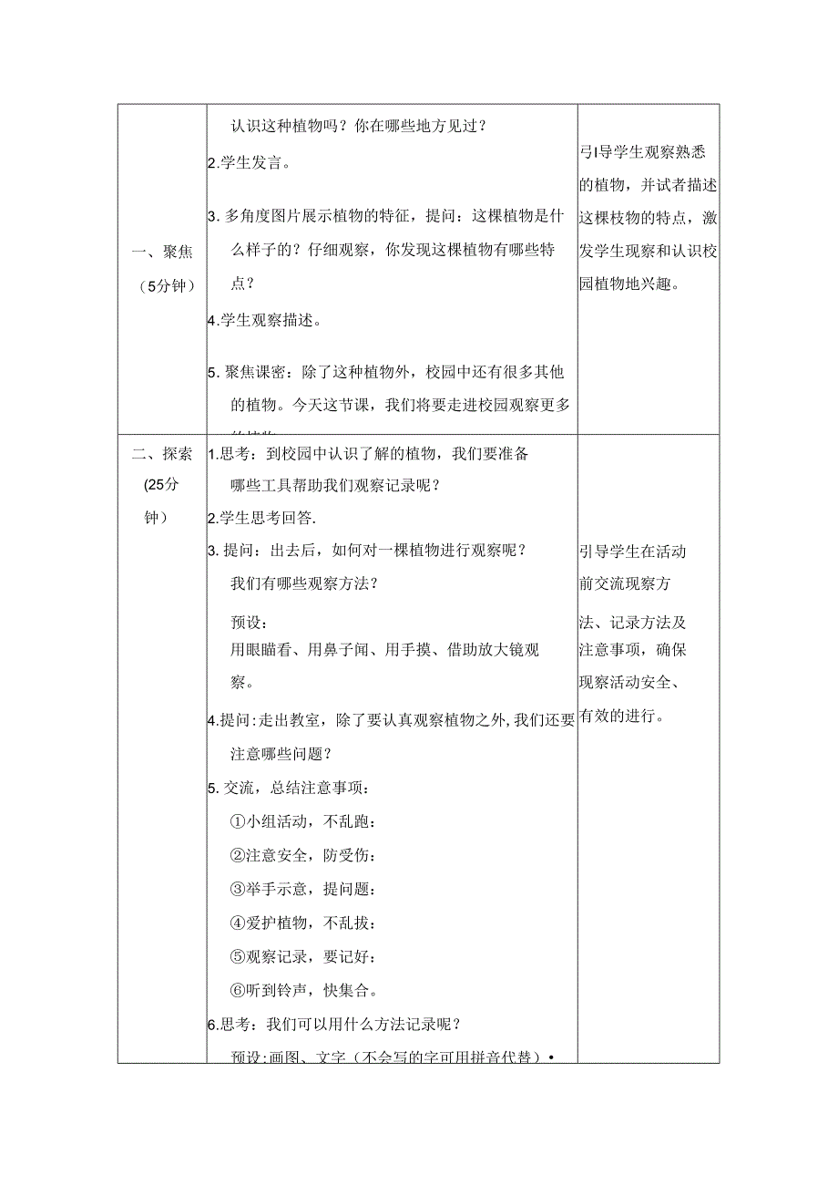 （2024秋）科教版科学一年级上册《校园里的植物》教案.docx_第2页