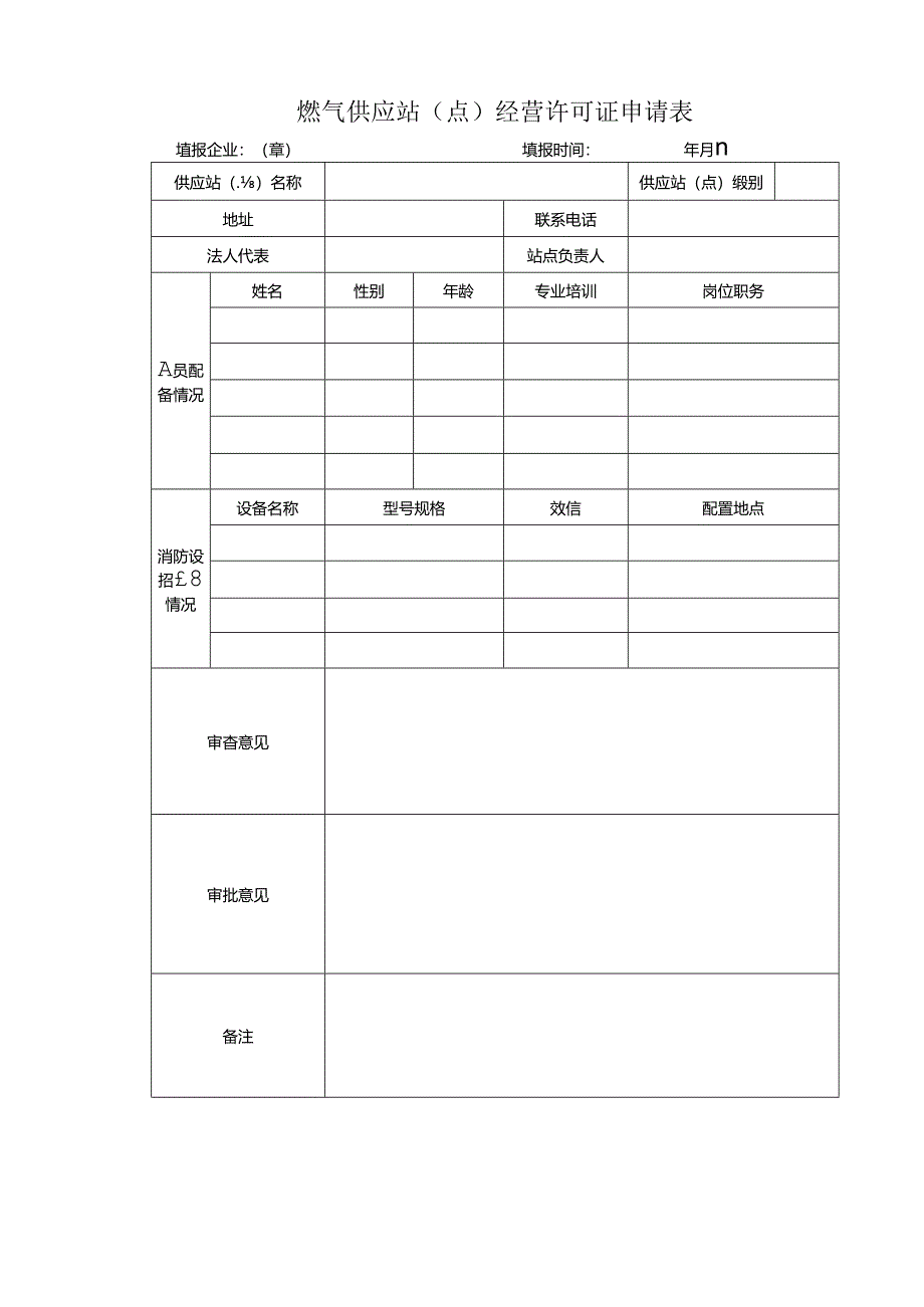 燃气供应站（点）经营许可证申请表.docx_第1页