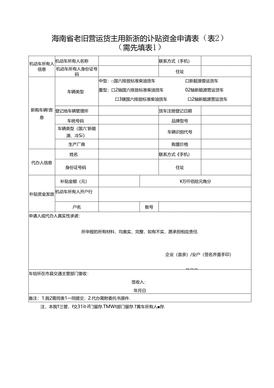 海南省老旧营运货车报废更新财政补贴资金申报表.docx_第2页