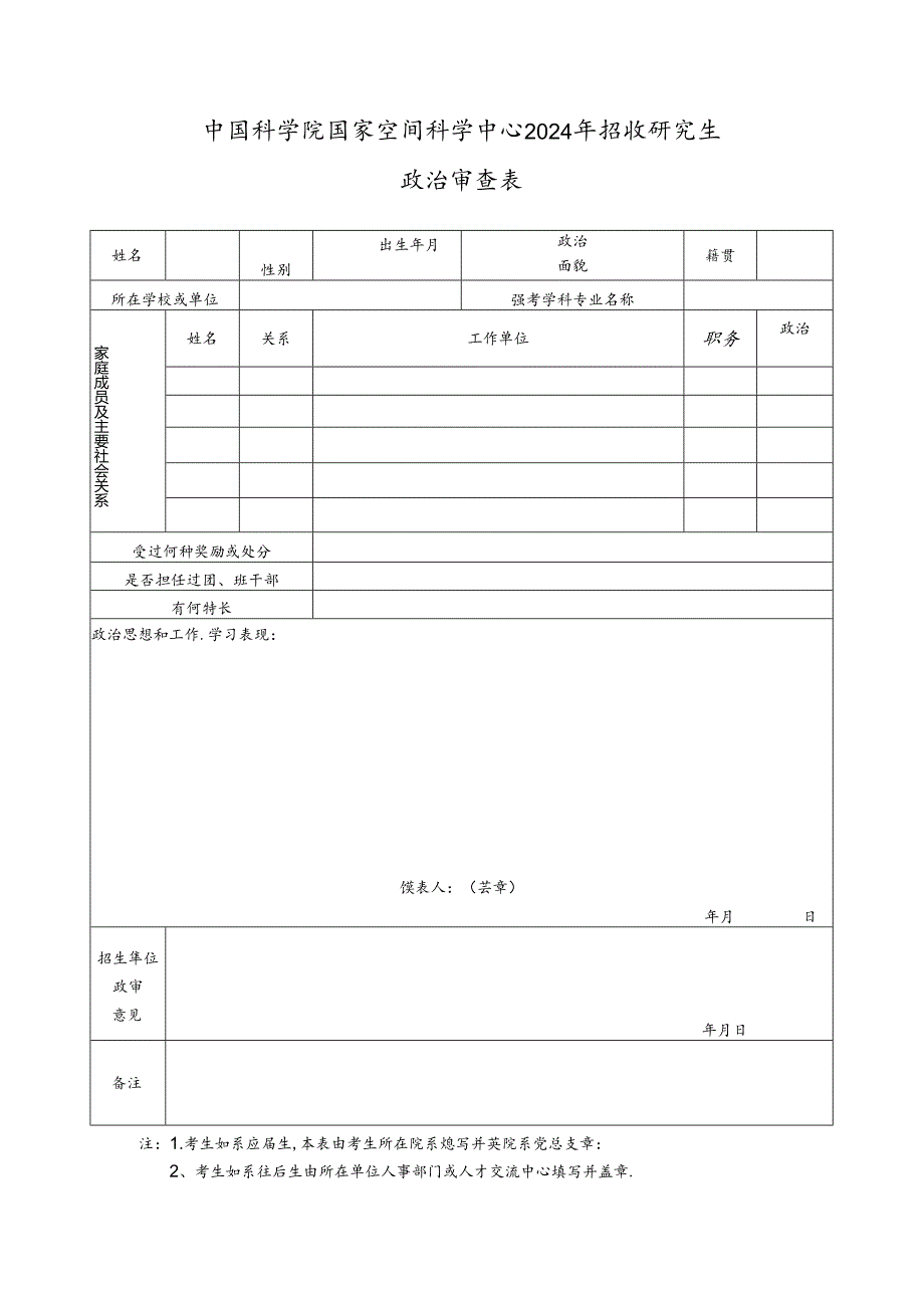 中国科学院电子学研究所报考研究生政审表.docx_第1页