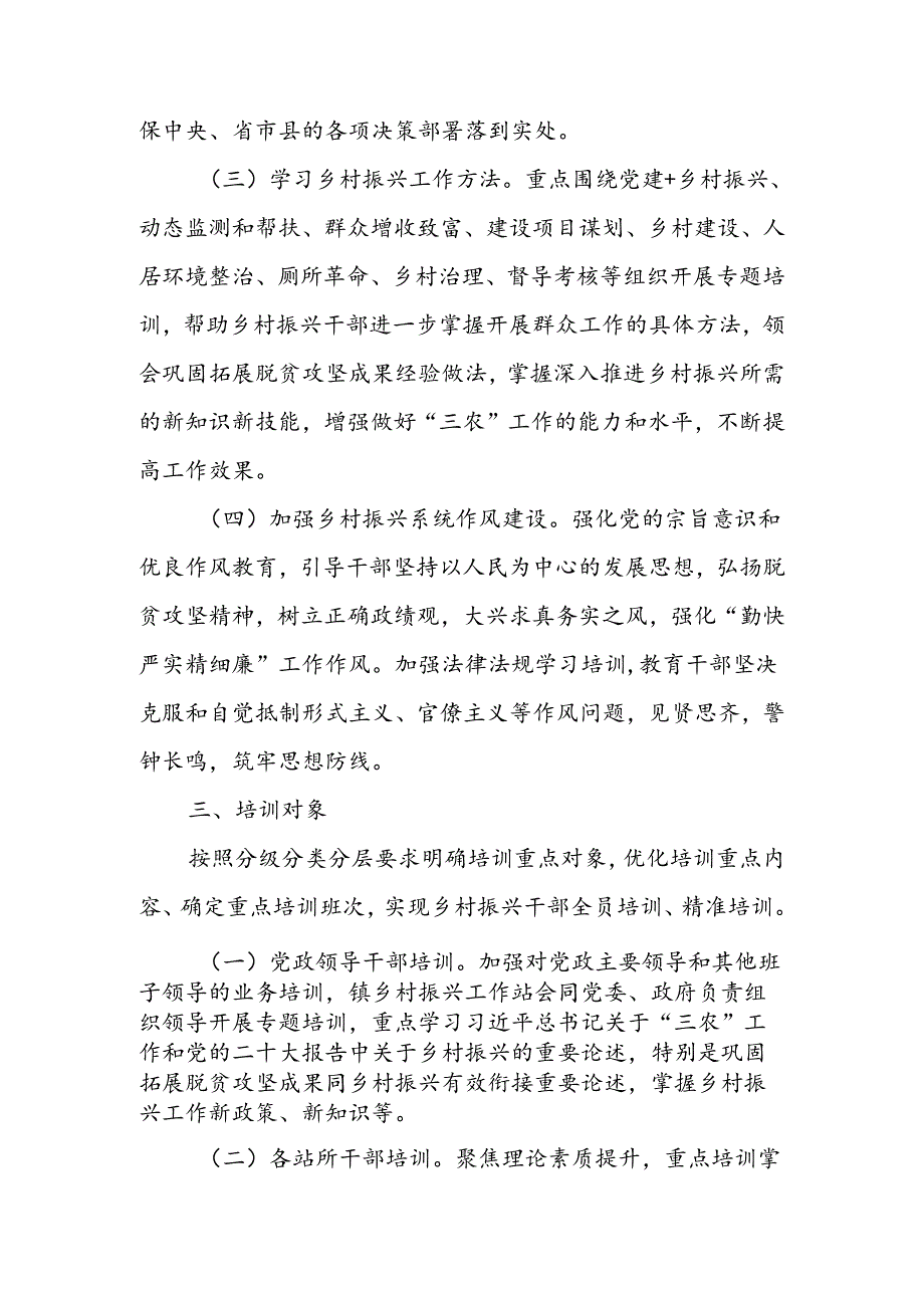 XX镇2024年度乡村振兴干部培训工作方案.docx_第3页