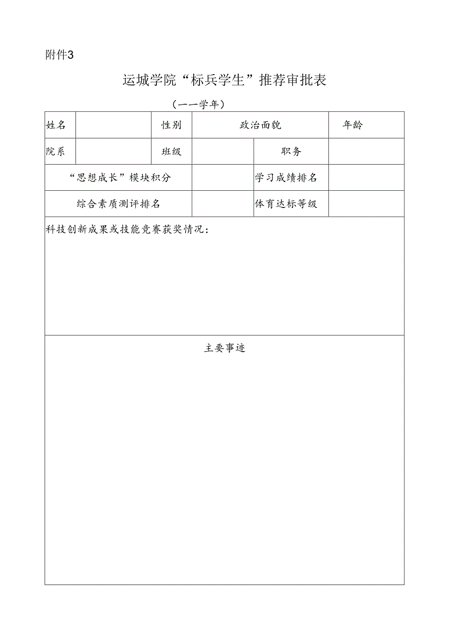 运城学院优秀学生干部、三好学生审批表.docx_第1页