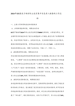 2024年XX镇关于做好防止返贫集中信息录入排查的工作总结（2）.docx