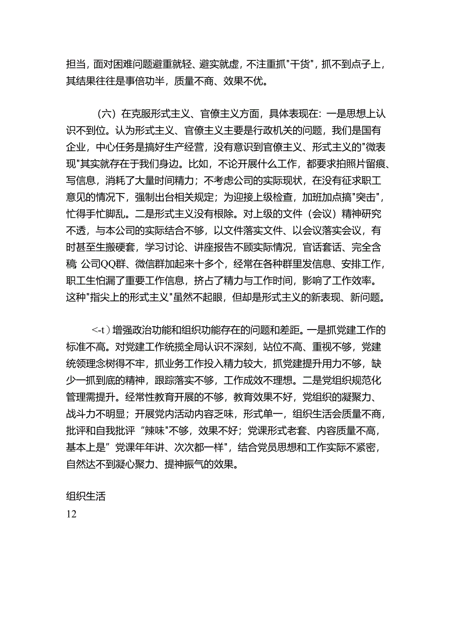 国企公司党支部2024-2025年度组织生活会班子对照检查材料.docx_第3页