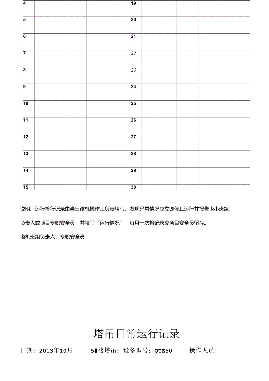 塔吊日常运行记录簿.docx_第2页