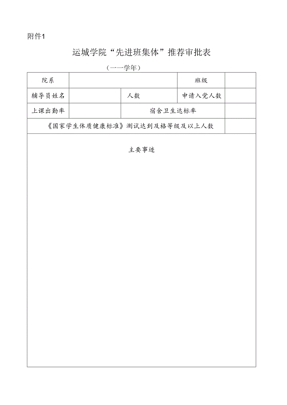 运城学院先进班集体审批表.docx_第1页