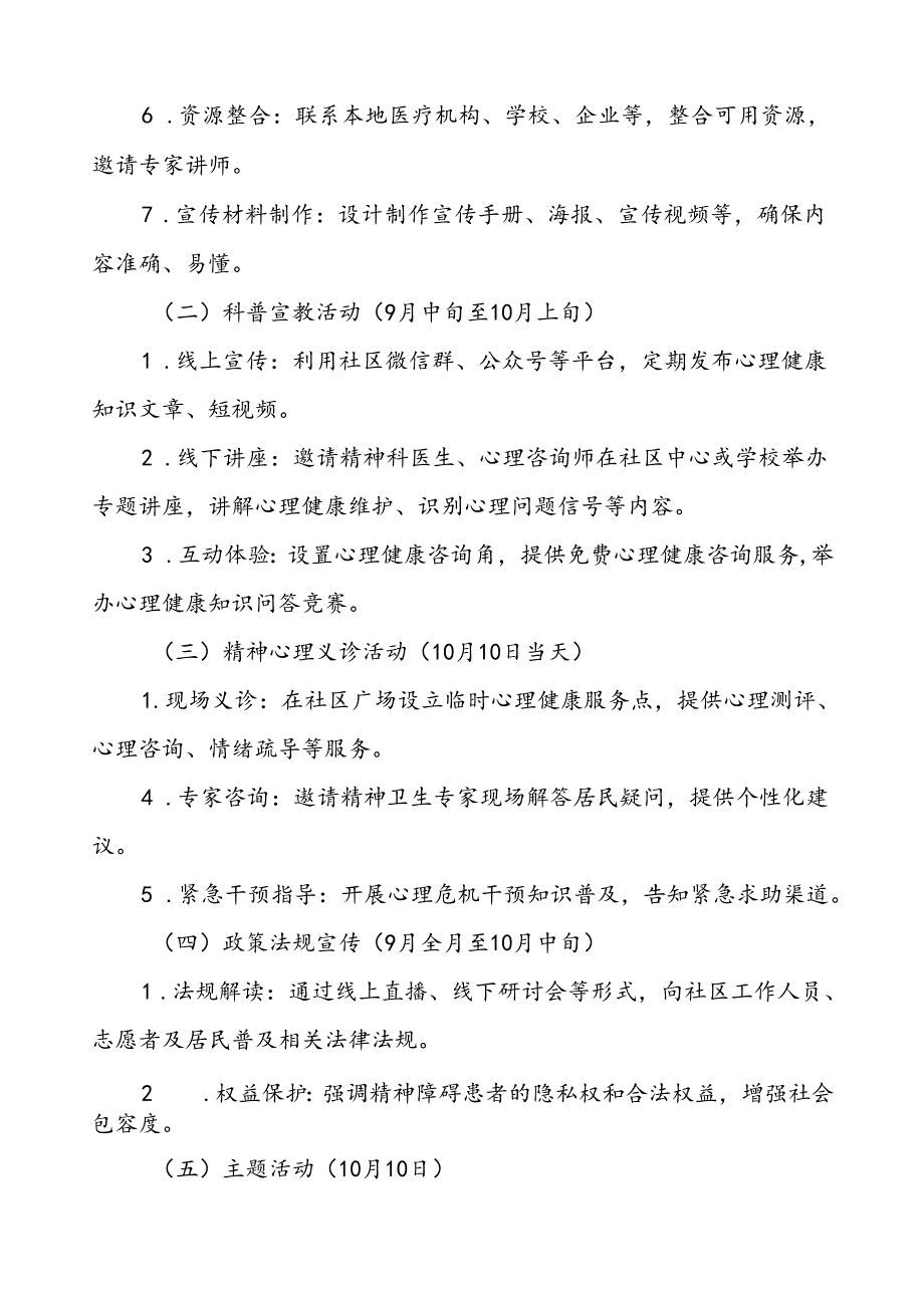 2024年社区卫生服务站开展世界精神卫生日宣传活动方案四篇.docx_第2页