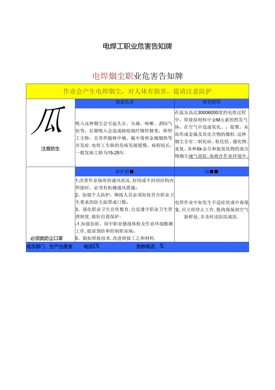 电焊工职业危害告知牌（2024年）.docx_第1页