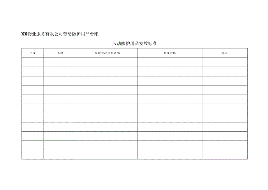 XX物业服务有限公司劳动防护用品台账（2024年）.docx_第1页