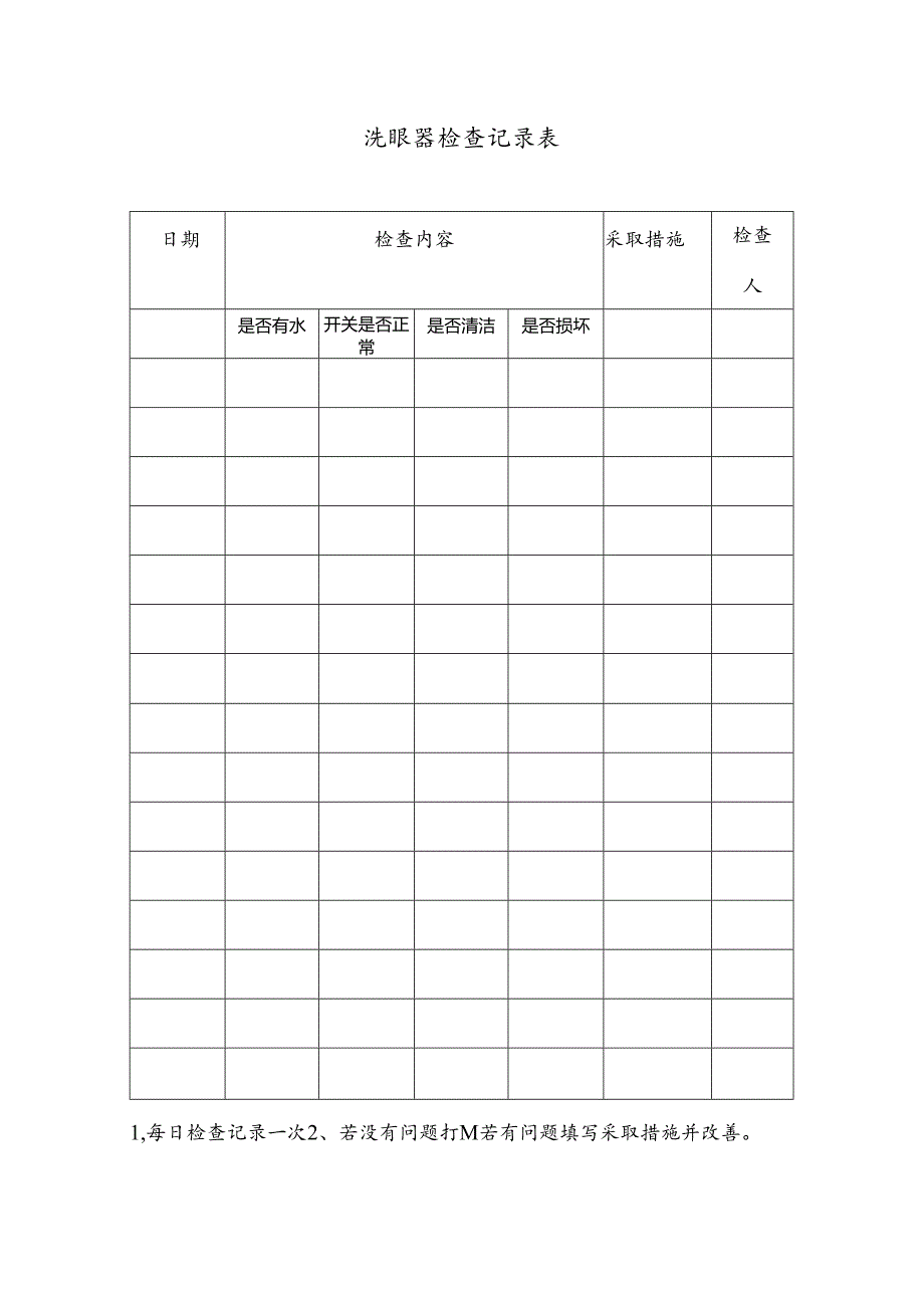 洗眼器检查记录表.docx_第1页