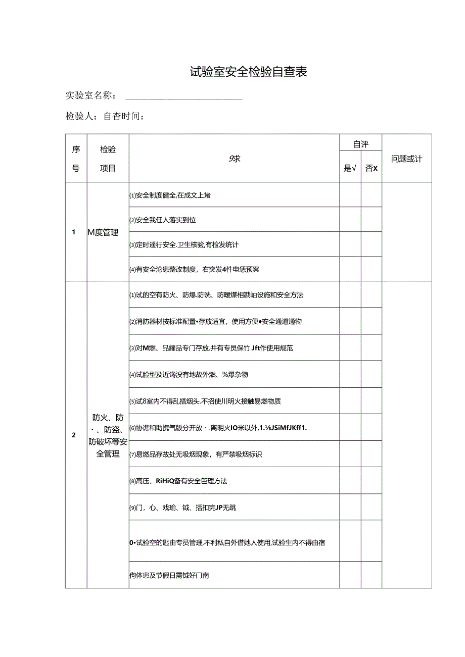 实验室安全检查自查表.docx_第1页