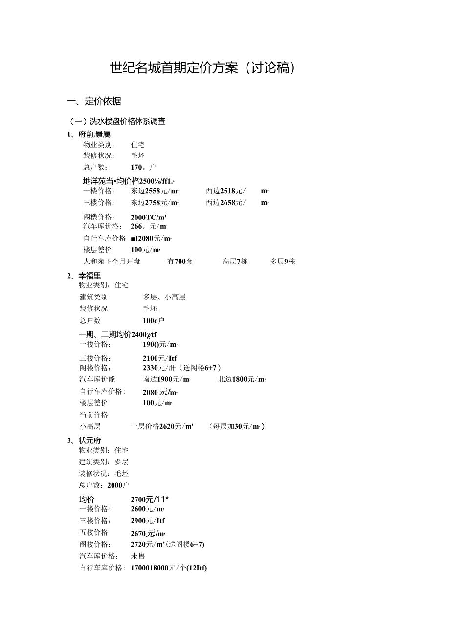 世纪名城首期定价方案（讨论稿）.docx_第1页