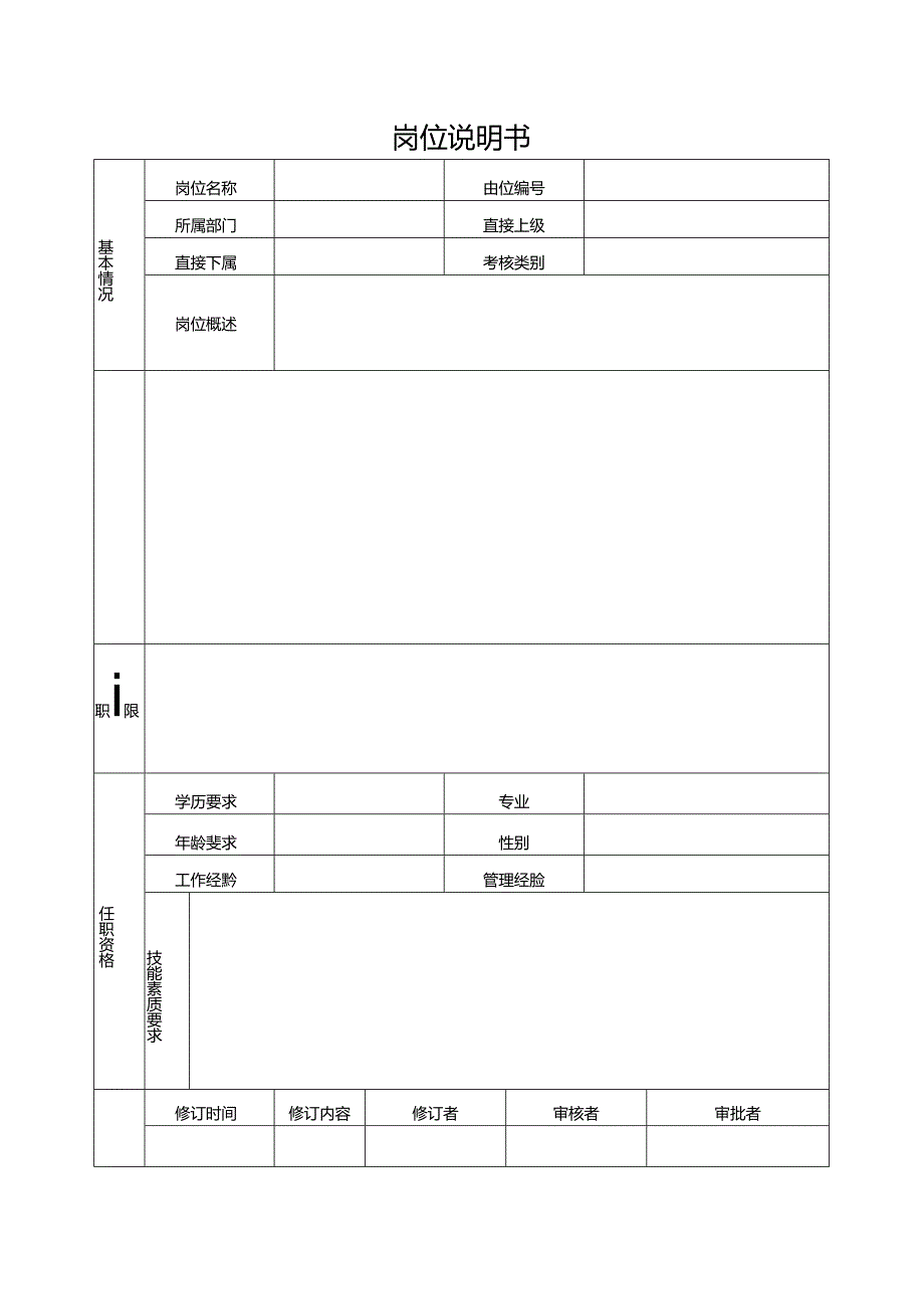 岗位说明书（模板表格）.docx_第1页