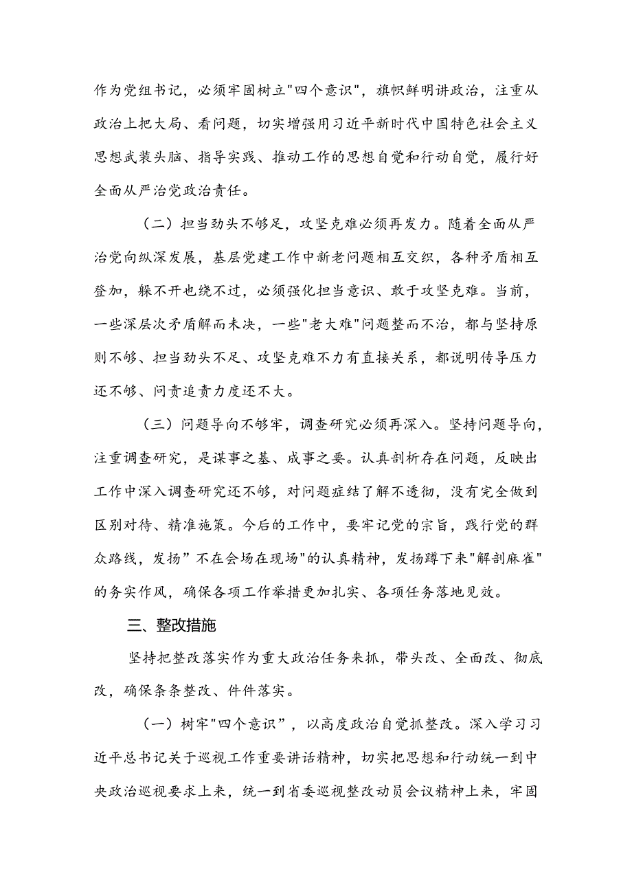 党组书记巡视整改专题生活会对照检查材料.docx_第3页