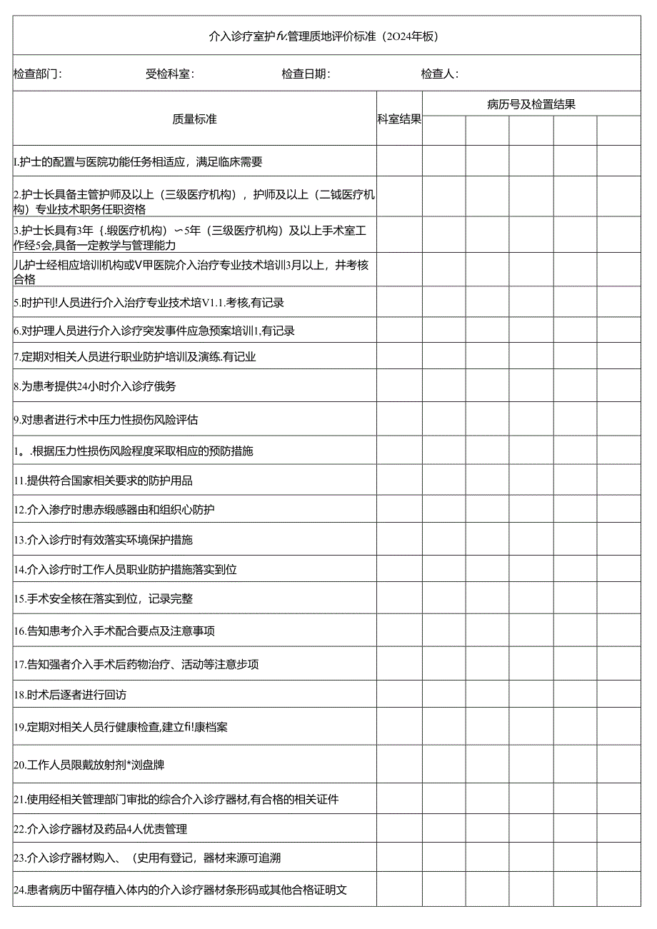 介入诊疗室护理管理质量评价标准.docx_第1页