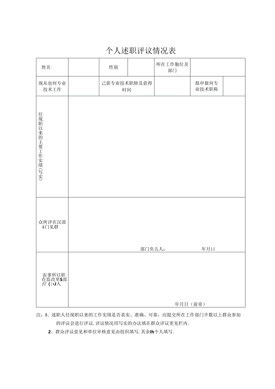 个人述职评议情况表.docx_第1页