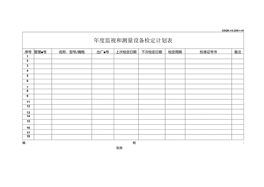 年度监视和测量设备检定计划表.docx_第1页