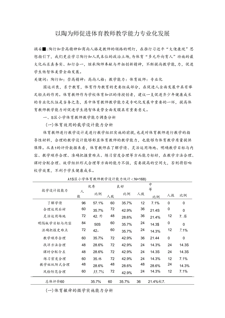 以陶为师促进体育教师教学能力专业化发展 论文.docx_第1页