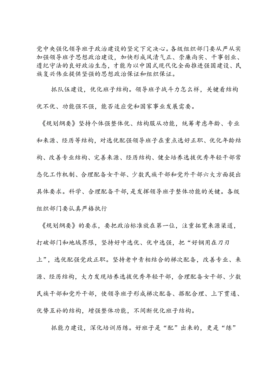 组织部《全国党政领导班子建设规划纲要(2024—2028年)》时的研讨交流发言.docx_第2页