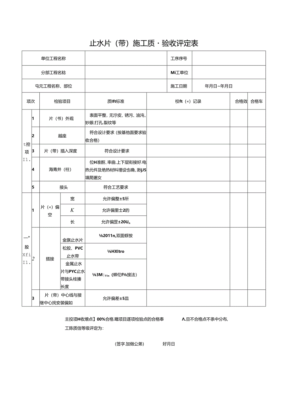 止水片（带）施工质量验收评定表.docx_第1页