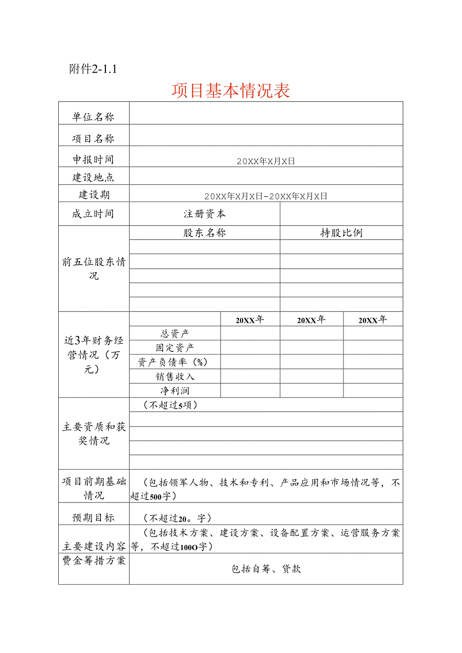 项目基本情况表模板.docx_第1页