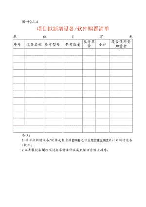 项目拟新增设备软件购置清单.docx