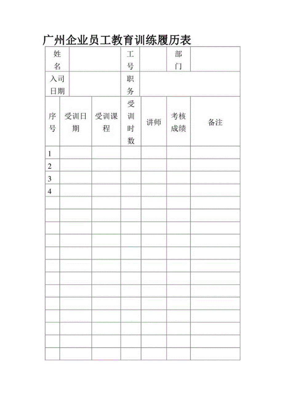 广州企业员工教育训练履历表.docx_第1页