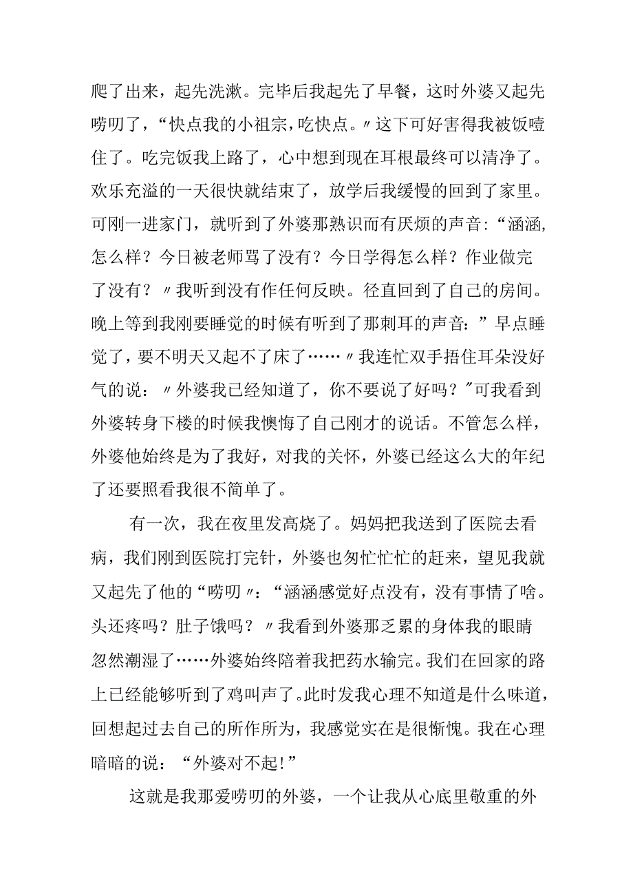 唠叨的外婆作文汇总六篇.docx_第3页