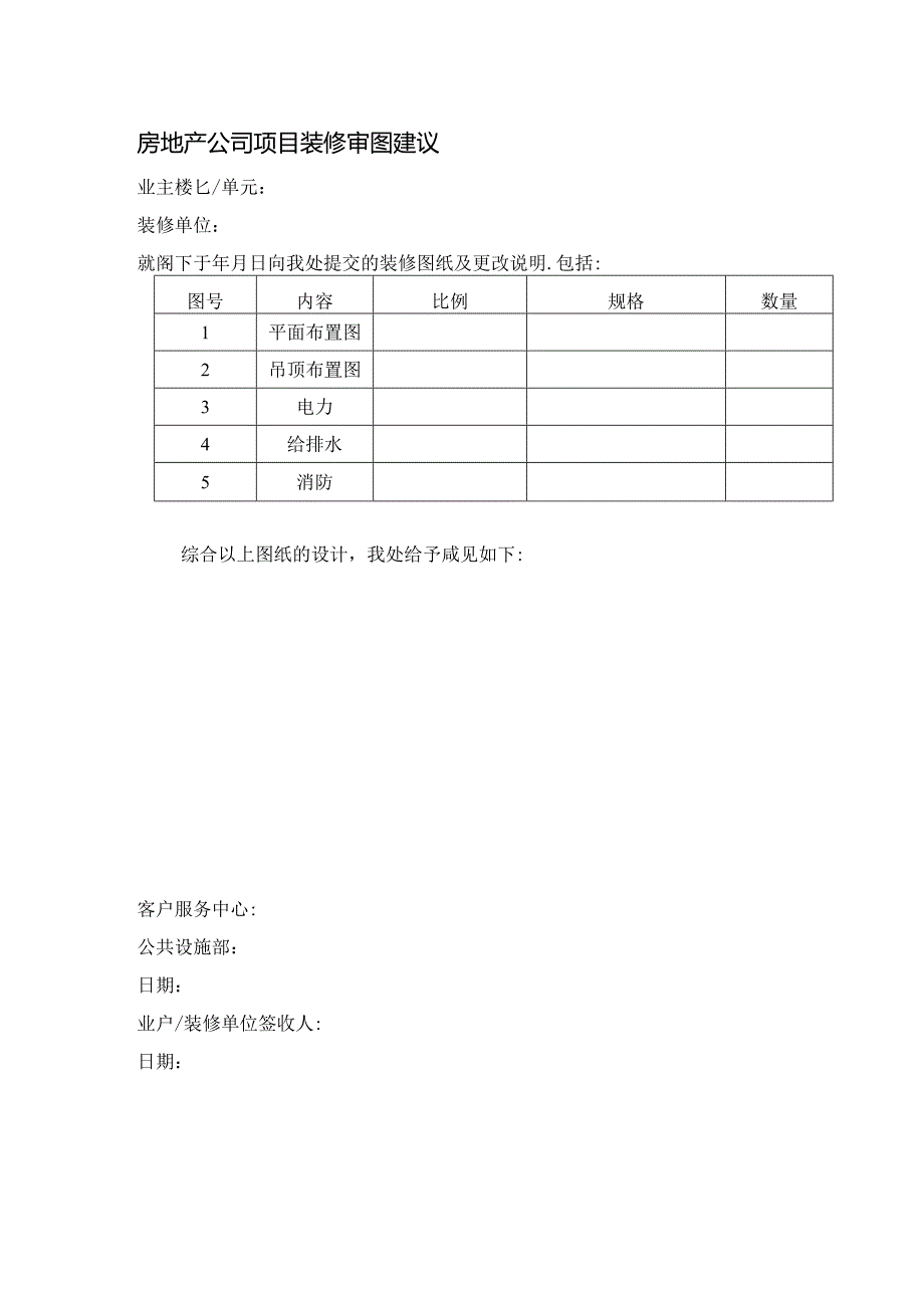 房地产公司项目装修审图建议.docx_第1页